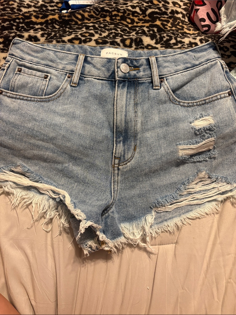 PacSun Light Wash Distressed Denim Cutoff Shorts